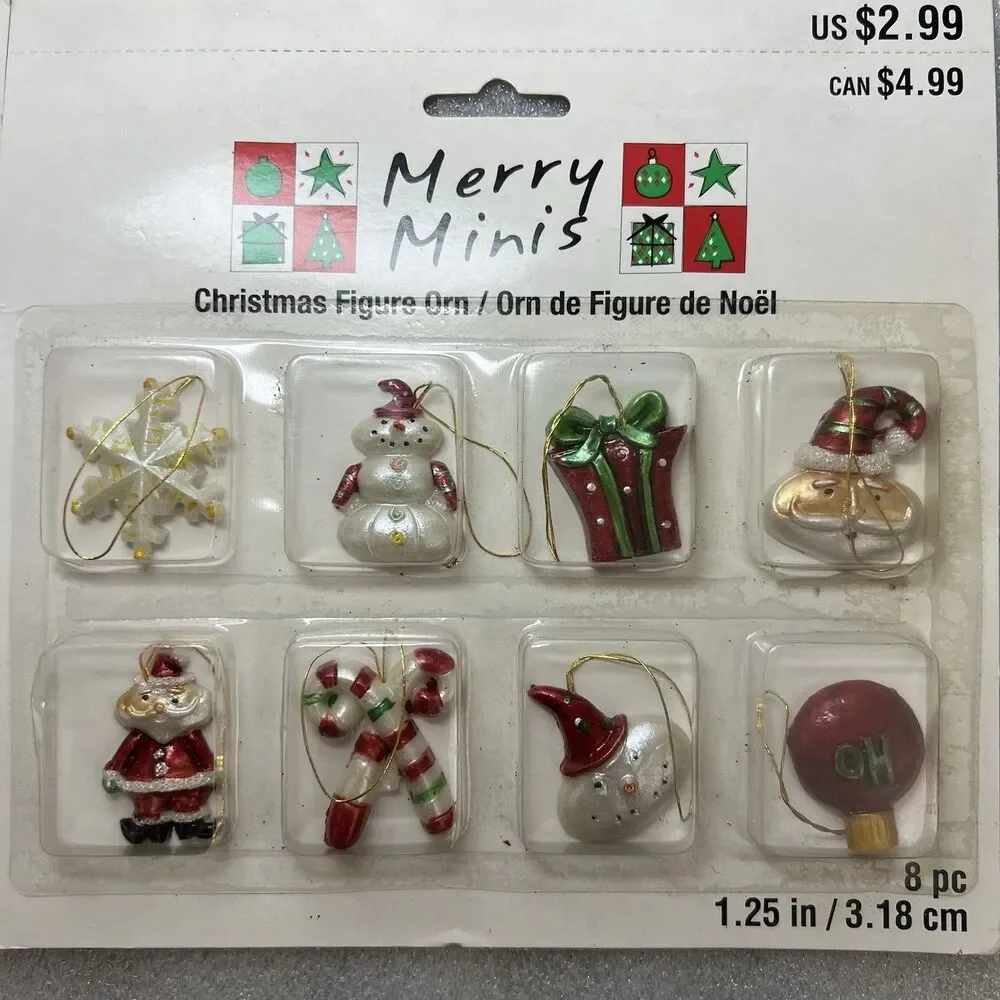 3 Packs Michaels Merry Minis Mini Christmas Tree Ornament Miniature 1.25” 8 Pc